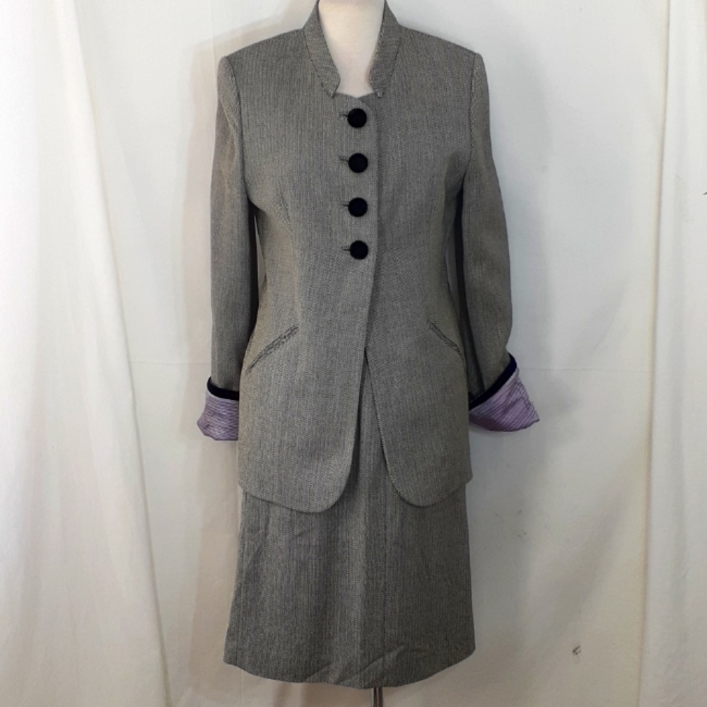 Vintage Christian Dior black and white Chevron skirt set size 10